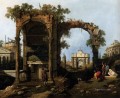 capriccio with classical ruins and buildings Canaletto